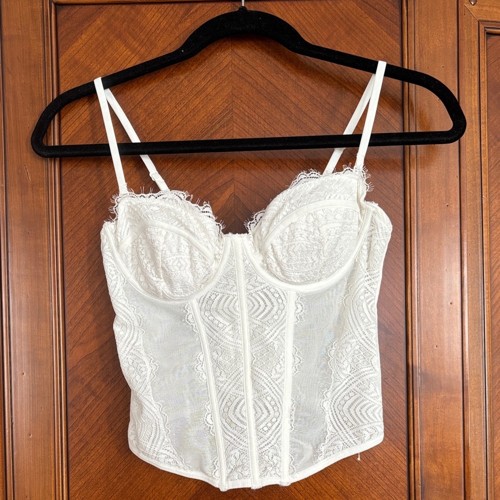 Garage White Lace Bustier Top